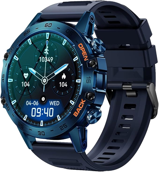 1.39'' IPS Tactical Smart Watch for Men, Fitness Tracker(Answer/Make Call) Military Smartwatch for Android Iphone,IP68 Waterproof Outdoor Sport Fitness Watches with Heart Rate Monitor SPo2-Blue