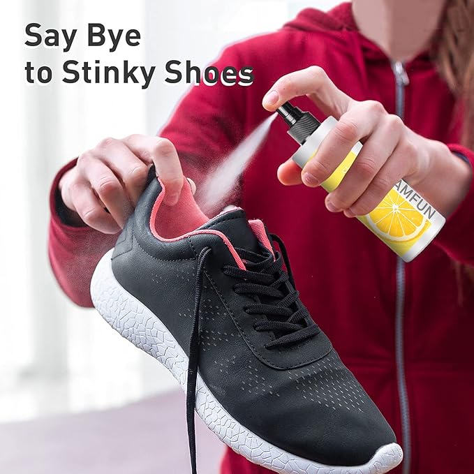 Shoe Deodorizer Spray, Lamfun Natural Odor Eliminator for Smelly Feet, Shoes and Gym Bags, Foot Deodorant Fights Odor, Lemon Fragrance, 150ml