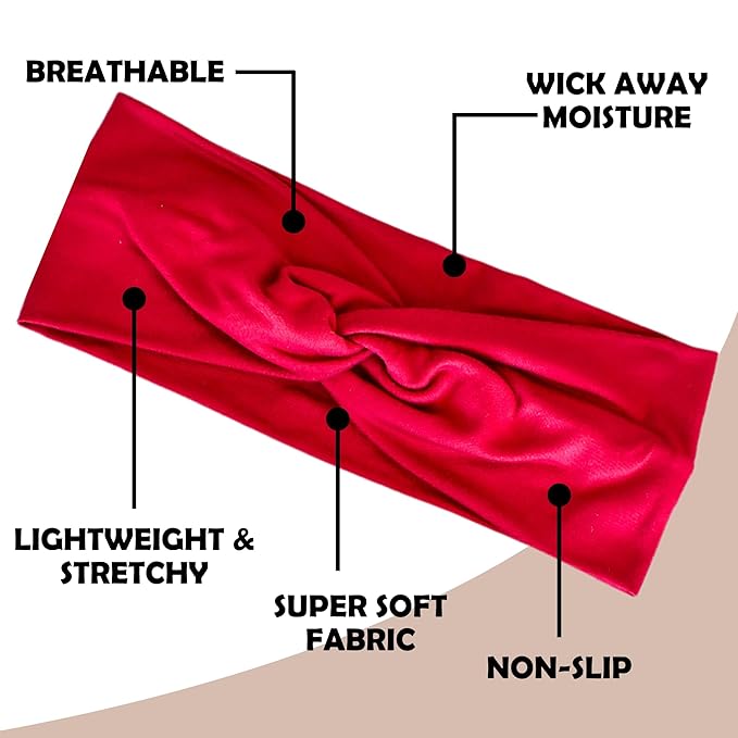 LOTUS78, Pack of 6 Wide Headbands for Women Non Slip, Fashionable Sports Hair Bands for Women's Hair, Soft Elastic Stretchy Head bands, Yoga Workout Headbands for Women Daily Fashion(Luxe)