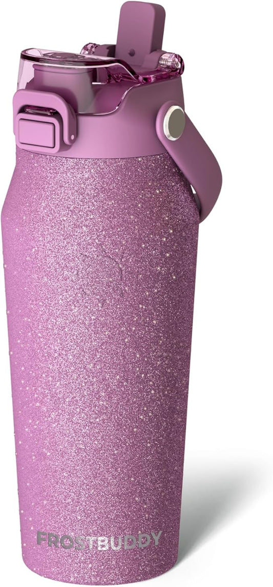 Frost Buddy 16oz Insulated Water Bottle with Straw & Chug Lid | Leak-Proof Stainless Steel | 24-Hours Cold | Sweat-Proof, Cup Holder Friendly | Ideal for Gym, Travel, Sports & Everyday Hydration