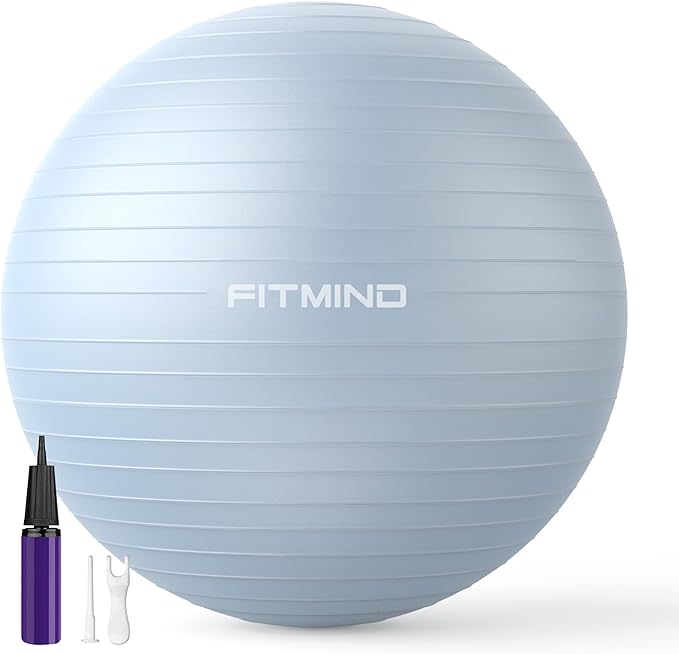 FITMIND_ Extra Thick Exercise Ball Yoga Ball 22in/26in/30in for Workout Pregnancy Stability,Anti-Burst and Slip Resistant Swiss Ball with Pump for Yoga, Pilates, Fitness,Birthing,Physical Therapy
