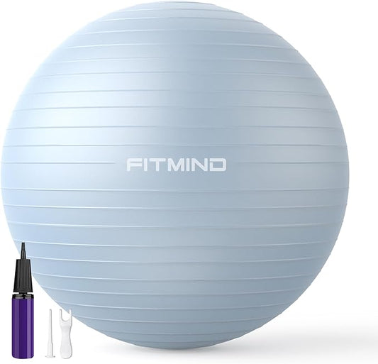 FITMIND_ Extra Thick Exercise Ball Yoga Ball 22in/26in/30in for Workout Pregnancy Stability,Anti-Burst and Slip Resistant Swiss Ball with Pump for Yoga, Pilates, Fitness,Birthing,Physical Therapy