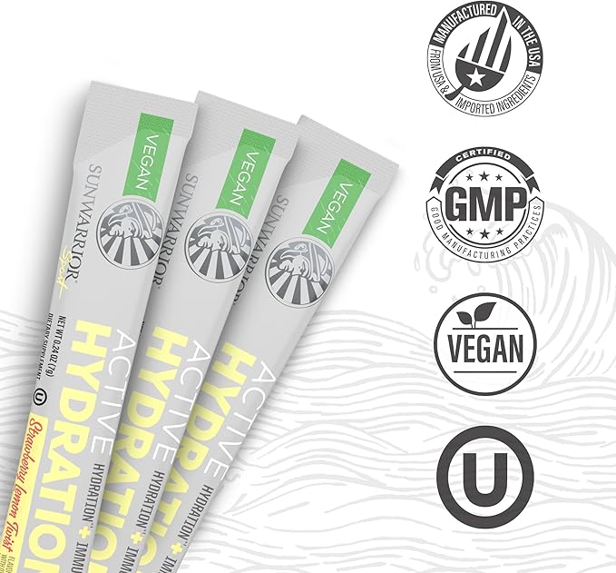 Electrolyte Powder Hydration Packets B12 Elderberry | Strawberry Lemon Twist Flavored 18 Stick Packs Box | Vegan and Plant-Based Sugar Free