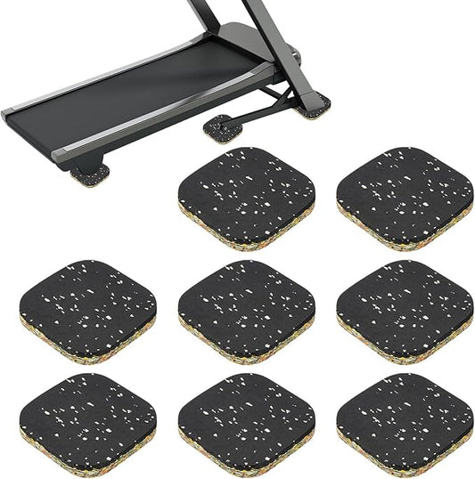 PATIKIL 8 Pcs Treadmill Mat Pads, 4x4x0.6 High Density Foam Anti Vibration Pad Sound Proof Floor Mat Exercise Equipment Mat for Carpet Protect Noise Reduction Home Gym, White