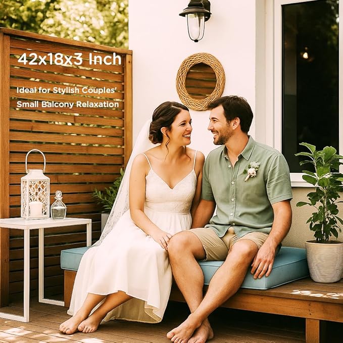 Codi Outdoor Bench Cushion 42 inch, Double Waterproof Patio Furniture Cushions Replacement for Swing, Porch, Couch, 42x18x3'', Teal Blue