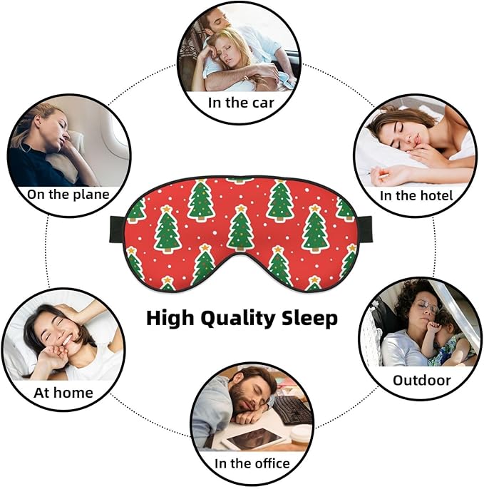 Sleep Eye Mask Christmas Tree Sleep Mask for Women Men Comfortable Eye Mask with Adjustable Strap Soft Eye Cover Blindfold for Travel Yoga Nap Shift Work