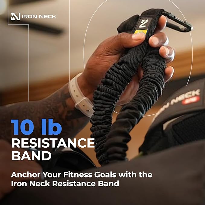 Iron Neck Resistance Band, Durable Exercise Band with Steel Carabiners for Neck Training, Strength Workouts, Stretching, and Rehab