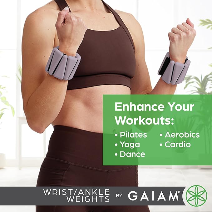 Gaiam Wrist and Ankle Weights, Wearable Bracelet to Strengthen
