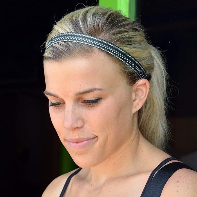 Sweaty Bands Womens Girls Headband - Non-Slip Velvet-Lined Sports Hairband - Paparazzi Black