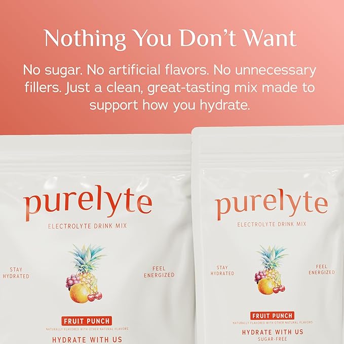 Electrolyte Drink Mix – Sugar-Free Hydration Powder Packets – Clean Electrolytes with Trace Minerals – Keto, Vegan, Gluten-Free – No Artificial Sweeteners – 12 Sticks – Fruit Punch