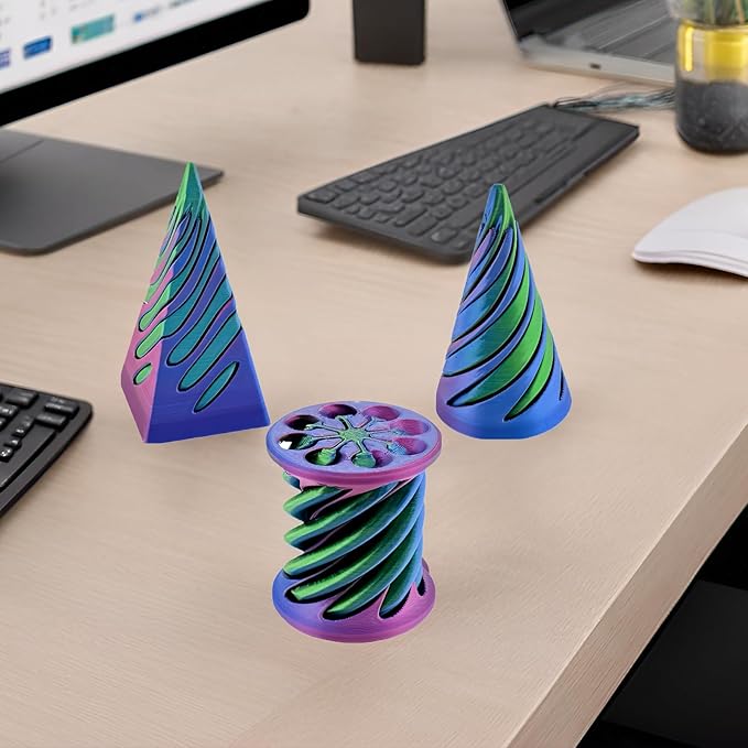 3 Packs Impossible Cone,Spiral Cone Fidget Toy Impossible Pyramid Passthrough Toy,3D Printed Spiral Cone Fidget Toy,Mini Vortex Thread Illusion Desktop Deco Souvenir Gift for Anxiety Relaxing