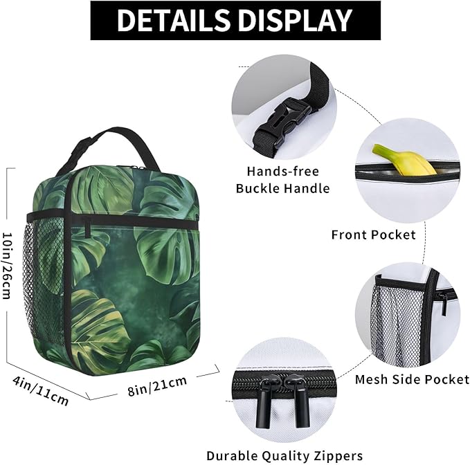Insulated Lunch Box for Women Men, Sage Green Lunch Box Reusable Portable Lunch Bag Cooler Tote Waterproof Lunch Container for Office Picnic Work Travel Hiking