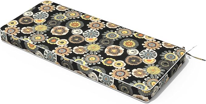 Outdoor Bench Cushion, Patio Furniture Cushion 42 x 18 x 3 Inch, Water Resistant Garden Sofa Swing Pad Settee Loveseat Couch Replacement Cushion, 1 Pack,Black Yellow Crosby