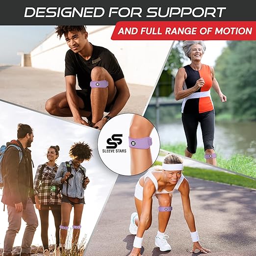 Sleeve Stars Swedish Brand Patellar Tendon Support Strap for Women & Men Effective Osgood Schlatter Knee Brace Youth & Kids Knee Brace with 3 Adjustable Length fits 12"-24" (Single/Light Purple/Adult)