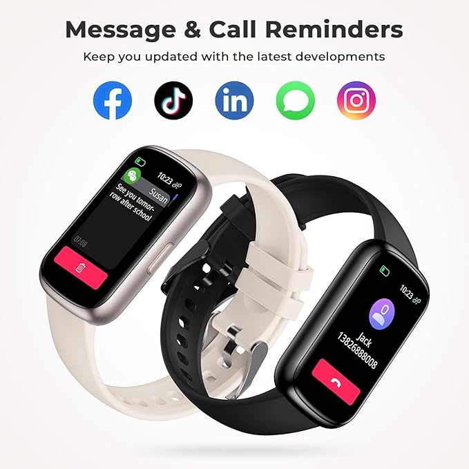 Fitness Tracker with 24/7 Heart Rate, Blood Oxygen, Sleep Monitor, 3ATM Waterproof Fitness Watch/Smart Watch/Activity Tracker, Pedometer/Step Counter, Calorie Tracker for Women Men, Starlight