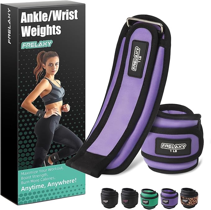 Frelaxy Ankle Wrist Weights for Women Men Kids, Comfy& Adjustable Leg Arm Weights Set for Walking, Gym, Yoga, Pilates, Dance, Cardio & Strength Training 1lb 2lbs 3lbs 1 Pair