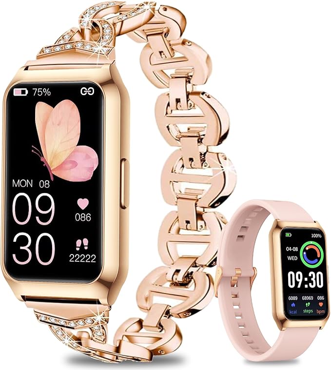 GADIXY Smart Watch,Fitness Tracker Watch 7 Day+ Battery with Heart Rate/Step Counter/Calories/SPO2/Sleep Monitor,IP68 Fitness Smart Watches for Women (Rosegold, 1.47inch)