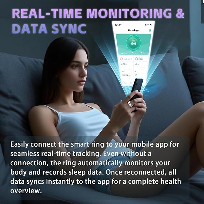 Smart Ring for Women – Fitness Tracker Ring with Heart Rate, SpO2, Blood Pressure, Sleep Monitoring, Step & Calorie Counter, No Subscription Fee, iOS & Android Compatible (Silver, 9)