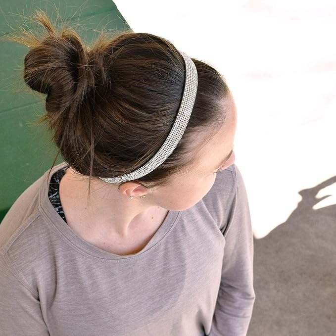 Sweaty Bands Womens Girls Headband - Non-Slip, Velvet-Lined Sparkle Hairband - Bling It Girl's Best Friend Silver 5/8-Inch