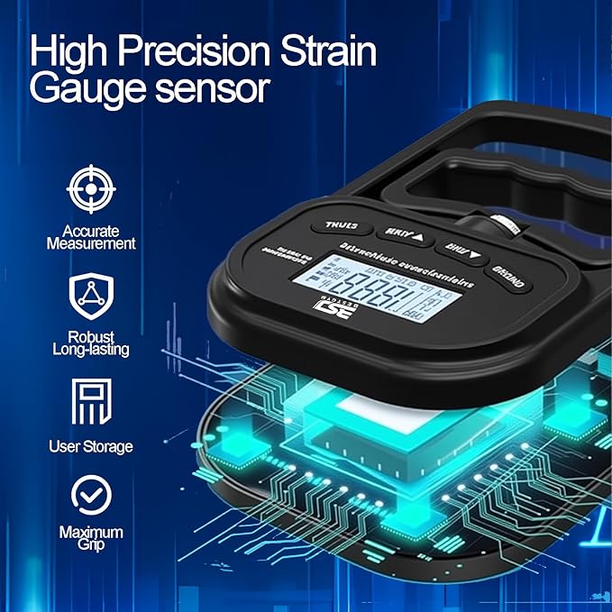 Hand Grip Strength Tester Trainer, 396lbs/180kg Hand Grip Dynamometer with LCD Display, Ideal for Sports, School, and Home Use(Battery Version)