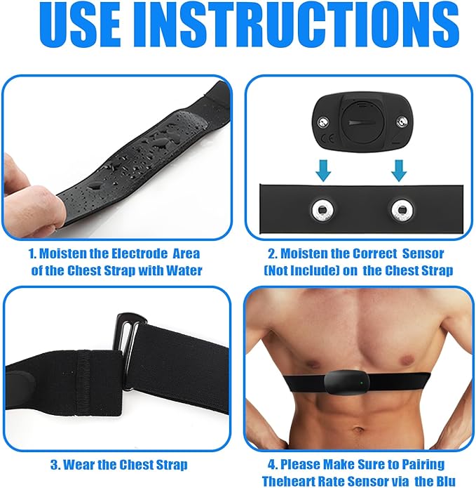 Heart Rate Monitor Chest Band for Polar H10 H9 H7, Adjustable Waterproof Replacement Chest Strap Compatible with Polar Garmin