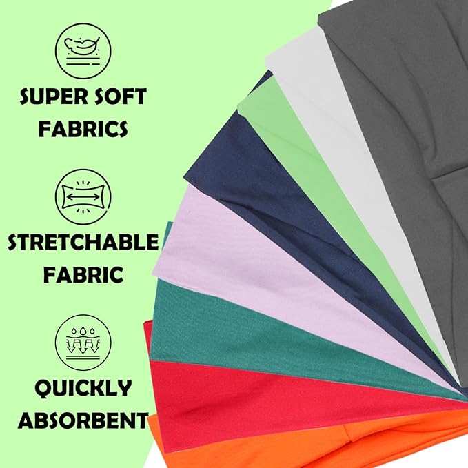 Lotus78, Pack of 8 Wide Headbands for Women Non Slip, Fashionable Sports Hair Bands for Women's Hair, Soft Elastic Stretchy Head Bands, Yoga Workout Headbands for Women Daily Fashion(Smile icon)