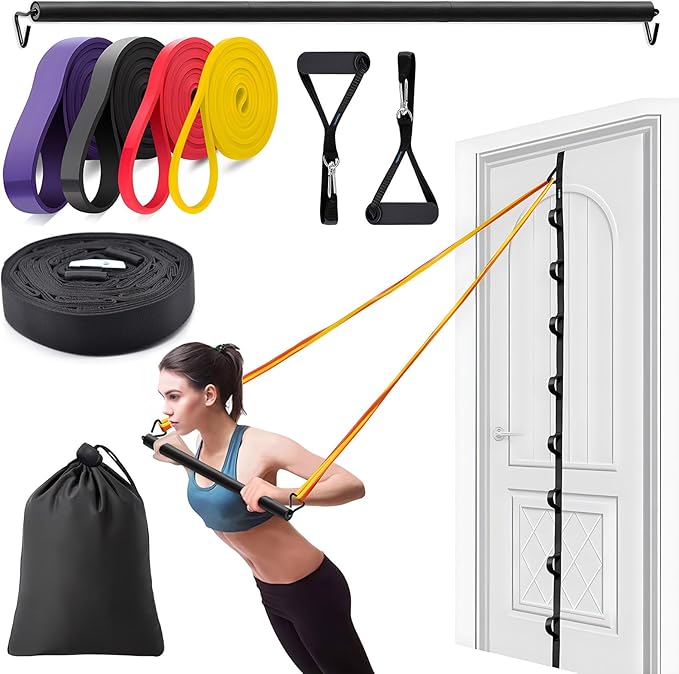 Brebebe Door Anchor Strap for Resistance Bands Exercises, Multi Point Anchor Gym Attachment for Home Fitness, Portable Door Band Resistance Workout Equipment, Easy to Install, Punch-Free, Nail-Free