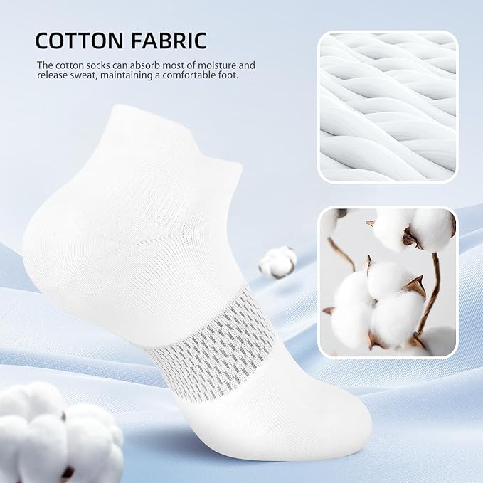 FITRELL 5-6 Pairs Ankle Running Socks for Women Athletic Cushioned Low Cut Tab Sports Socks