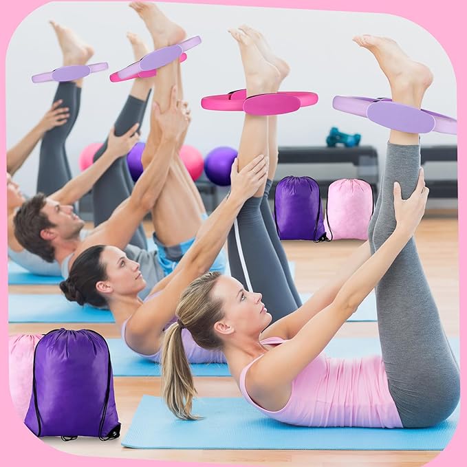 Poen Home Pilates Kit for Women Pilates Equipment Ring and Ball Set with Stretching Strap 8 Resistance Bands Non Slip Socks Gym Back Bags Exercise Equipment for Workout