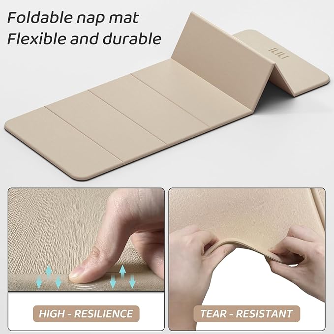 ILILI Foldable Yoga Mat 71 * 24 * 0.3'' - TPE Non-Slip Fitness Mat for Home，Waterproof & Lightweight (2lb) for Home gym, Pilates & Stretching,Fitness Workouts | 7-Fold Portable Design