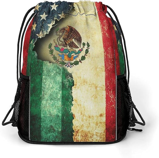 Flag Drawstring Backpack Gym Bag With Shoe Compartment String Bag Sport Beach Swimming Sackpack For Women Men