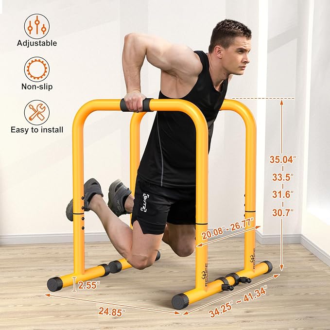 RELIFE REBUILD YOUR LIFE Dip Station Functional Heavy Duty Dip Stands Fitness Workout Dip bar Station Stabilizer Parallette Push Up Stand