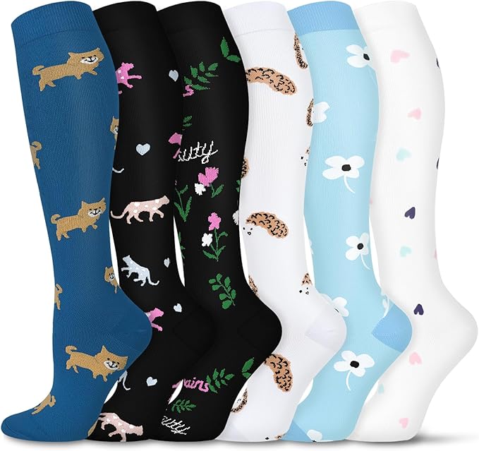 Graduated Compression Socks for Women&Men 20-30mmhg Knee High Socks Travel Hiking Running Stocking