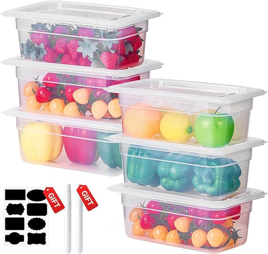 1/4 Size&2.5 Inch Translucent NSF Food Pan: 9 PCS[Total Seal] [Hot&Cold Resistant] Food Storage Containers with Lids, Topping Salad Bar Container (BPA-FREE)
