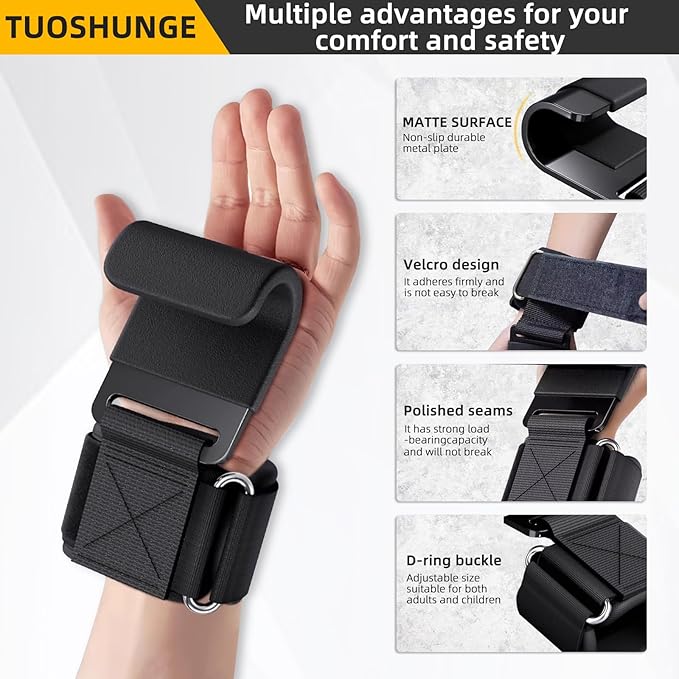 GPANDAG Weight Lifting Hooks for Men and Women(Pair), 330 LB Heavy Duty Gym Lifting Wrist Strap Hook for Deadlifts, Pull-Ups, Strength Training, 0.4inch Grip Weightlifting Hooks for Teen