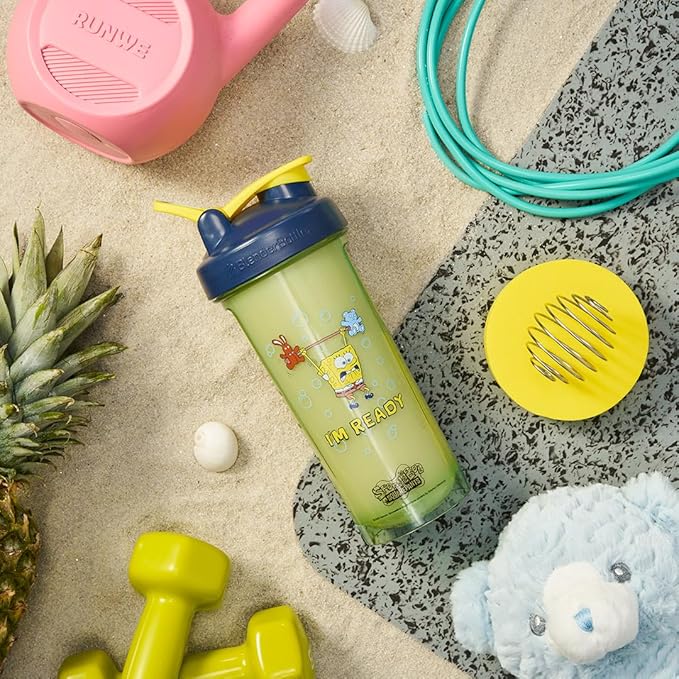 BlenderBottle Spongebob Shaker Bottle Pro Series Perfect for Protein Shakes and Pre Workout, 28-Ounce, Blue, Im Ready!
