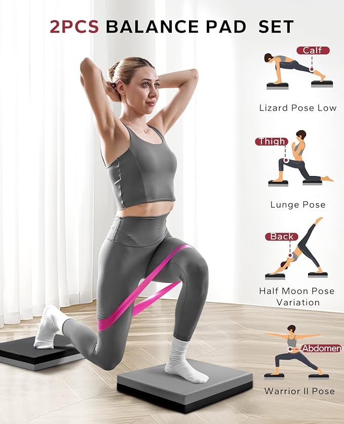 HAPBEAR Exercise Balance Pad - 15"x12" Non-Slip Textured Bottom Stability Training Mat - 2.25" Thick Soft Cushioned Foam for Physical Therapy, Core Training & Home Workouts