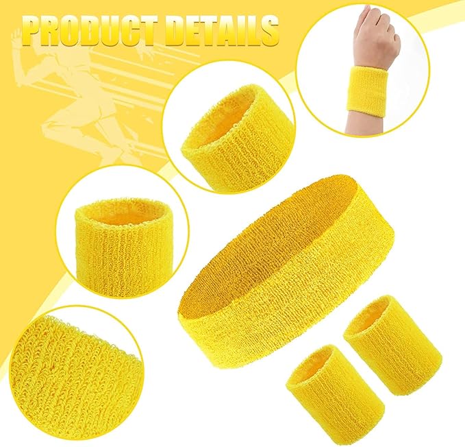 Hillban 80s Workout Outfit 80s Accessories for Women Men Neon Sweatbands Headbands for Tennis Volleyball Sport