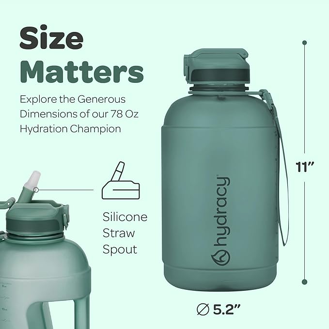 Hydracy Water Bottle with Time Marker -Large BPA Free Water Bottle & No Sweat Sleeve -Leak Proof Gym Bottle with Fruit Infuser Strainer & Times to Drink -Ideal for Fitness Sports & Outdoors