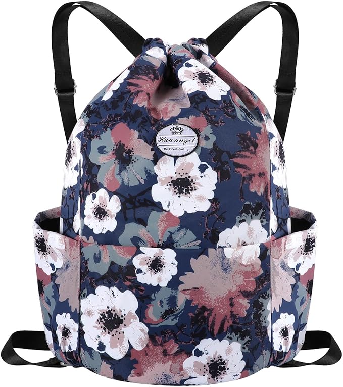 HUA ANGEL Drawstring Backpack Bag, Sport Gym Sackpack Lightweight Small Gym Bag for Men Women Pull String Sport Beach Bag