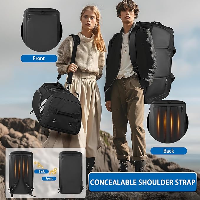 Gym Bag for Men and Women, 58L Large Travel Bag with Shoes Compartment and Wet Pocket,Sports Bag for Training,Sauna,Fitness, Swimming, Sports, Traveling