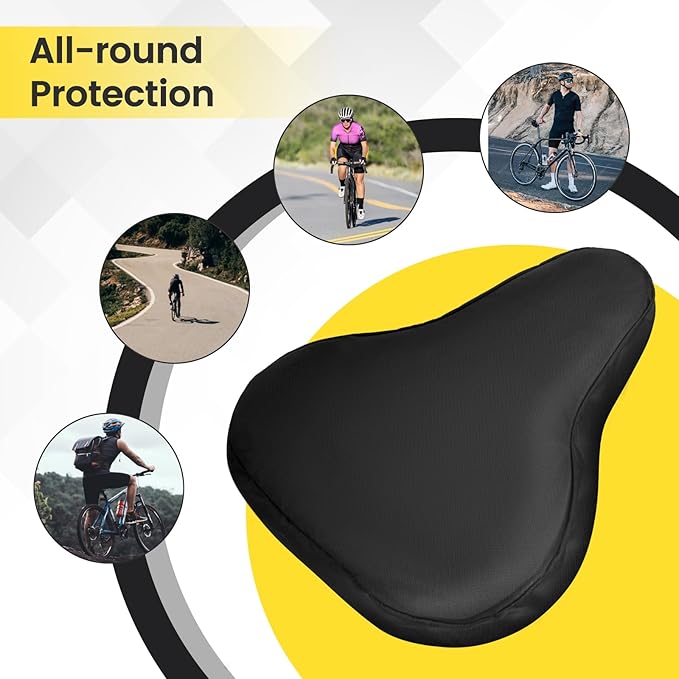 2 Pcs Bike Seat Cover, Waterproof Bicycle Seat Cover Black Rainproof Dustproof Bike Saddle Cushion Covers with Drawstring for Women Men Mountain Road Bicycle