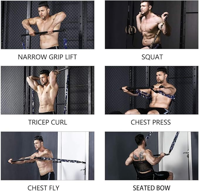 INNSTAR Resistance Bands Bar Exercise Bands Attachment 38" Black Max Load 800lb for Home Gym Workout Full Body Workout Power Lifting Fitness Bar