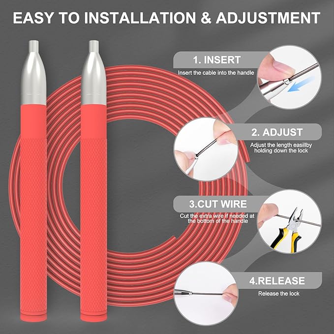 Speed Jump Rope for Men Women, Fitness Skipping Rope with Aluminium Handle and 2 Ropes, Self-Locking Design Adjustable Jumping Rope for Adult Workout Boxing