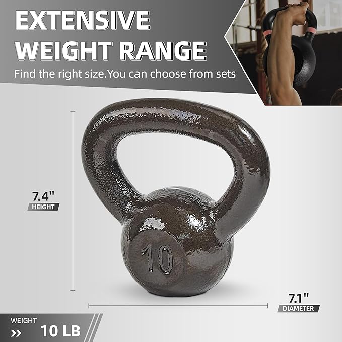 Cast Iron Kettlebell Weights for Home Gym, Heavy Duty Strength Training, Workout Equipment for HIIT, Functional Fitness