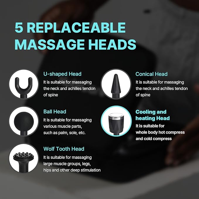 HuBDIC HubiCare Heat and Cool Massage Gun with Upgraded Extension Handle, Percussion Massage Gun Deep Tissue, Muscle Back Massagers Handheld, Portable for Pain Relief, LED Display