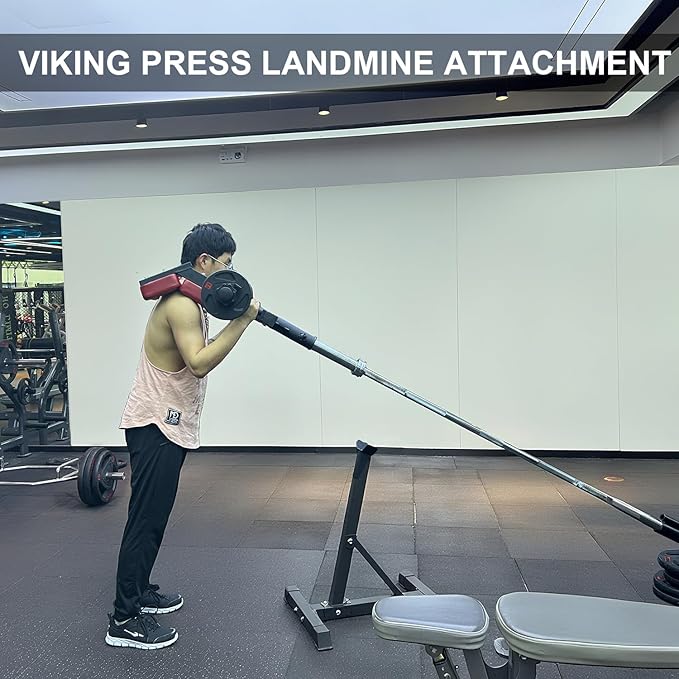 Viking Press Landmine Handle for 2-Inch Barbell, Hack Squat T-Bar Row Attachment Strength Training Accessories, Shoulder Press Landmine Attachment Equipment