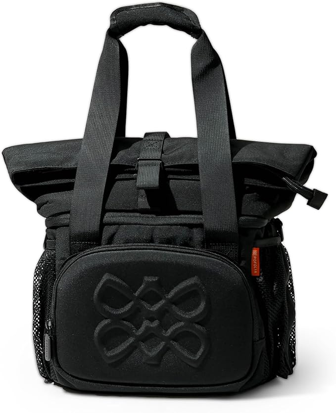 Dual Compartment Insulated Lunch bag, with 2 Leakproof Compartments & Roll-top, 13L lunchbox for work (Black)