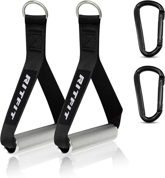 RitFit Exercise Handles for Cable Machine, Aluminum Alloy Gym Handles for Power Rack Attachments, Resistance Band Handles with Cable Crossover System & Triceps Pushdown