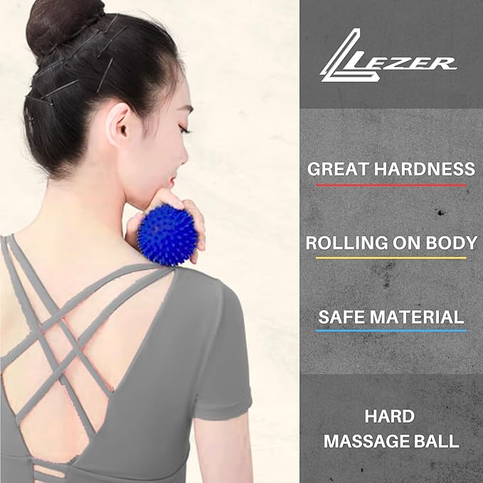 LEZER, Trigger Massage Point, Manual Massage Ball, Muscle Knots Relief Tool, Myofascial Release, Physical Therapy, Plantar Fasciitis, Set of 2 (Orange Trigger and Spiky Ball)